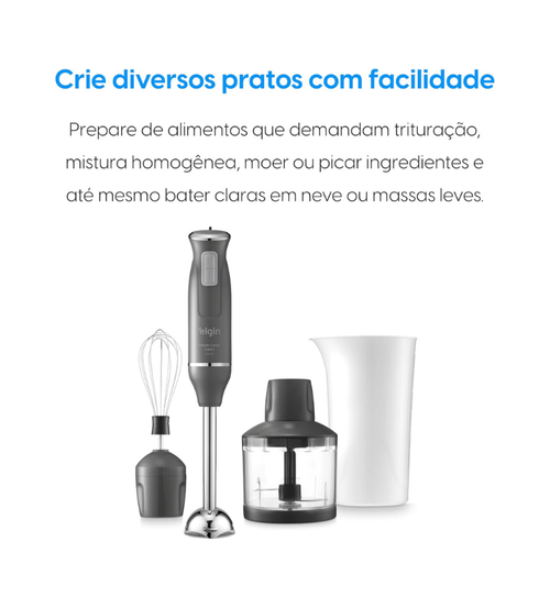 Mixer 3 em 1 Elgin Lunar 600W 110V com Haste Inox – Mixer, Triturador e Batedor 🔥